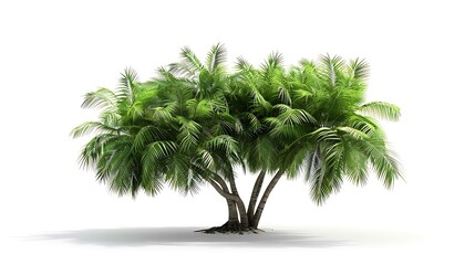A lush green palm tree cluster against a white background.