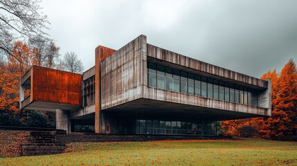 Modern Take on Brutalist Architecture with Steel Elements