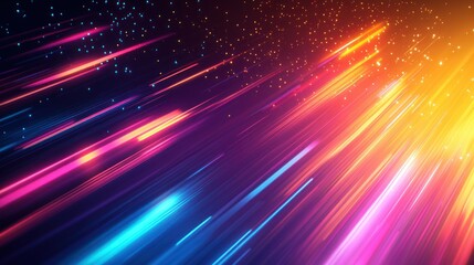 Obraz premium Abstract colorful light streaks on a dark background.