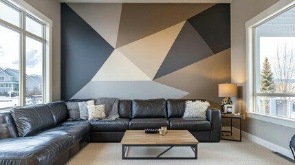 Modern Geometric Accent Wall Design for Interiors