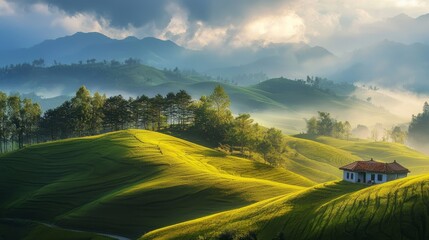 Obraz premium Scenic Nature Landscape with Dramatic Sky