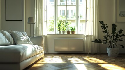 Minimalist Living Room with Comfortable Sofa and Light