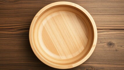 Wooden bowl with natural wood grain, perfect for food photography or kitchen design projects, dining