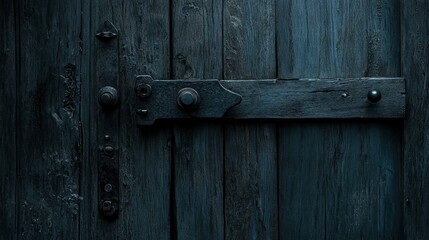 Dark Rustic Wooden Door with Antique Metal Hardware