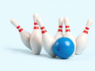 Set of classic tenpin bowling pins isolated on clear background, pins, set