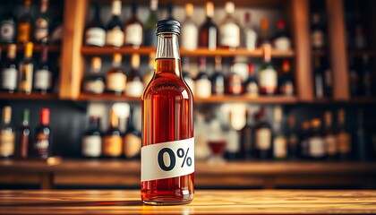 Selection of Premium Non-Alcoholic Spirits Displaying 0% Alcohol Content Bottles for Sober Lifestyles and Health-Conscious Consumers