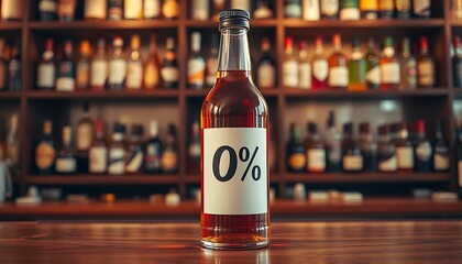 Selection of Premium Non-Alcoholic Spirits Displaying 0% Alcohol Content Bottles for Sober Lifestyles and Health-Conscious Consumers