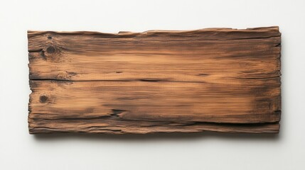 A rustic wooden plank with a textured surface, showcasing natural grain patterns and a weathered appearance, ideal for crafting or decoration.