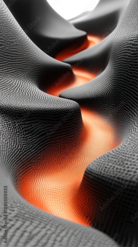Poster abstract representation of a flowing lava-like texture in a landscape.