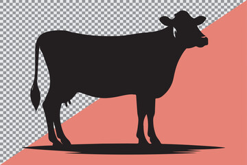 A high contrast silhouette of a cow.