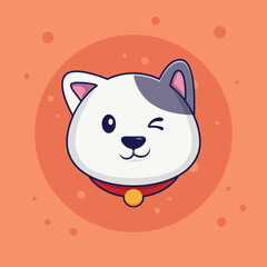 Cute Winking Cat Emoji Cartoon Vector Icon Ilustration. Animal Cute Icon Concept Isolated Premium Vector. Flat Cartoon Style
