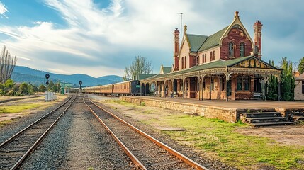 Fototapeta premium Historic Railway Station with Ornate Architecture