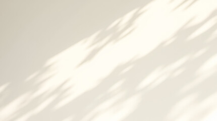  Warm Beige Background with Subtle Leaf Shadows. Minimalist Design, Natural Light and Shadow Play for Template or Mockup.