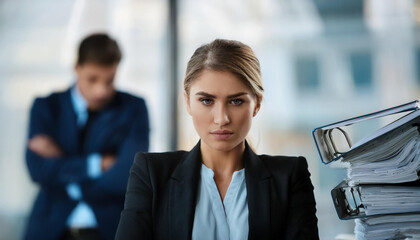 Junge Frau im B&uuml;rostress