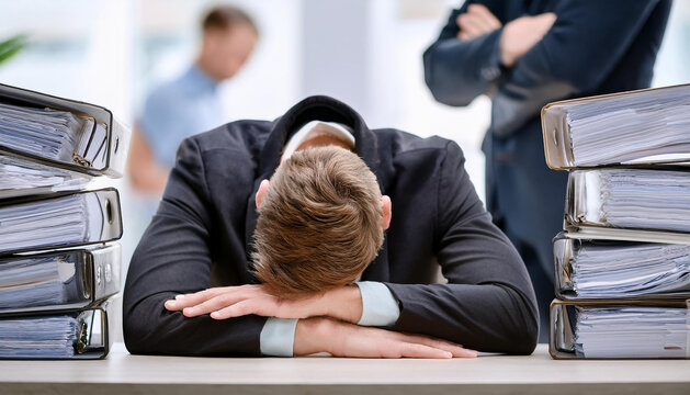 Junger Mann im B&uuml;rostress