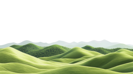 Green meadow landscape transparent background