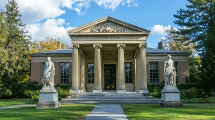 Fototapeta premium Greek Revival-Inspired Public Building with Statues