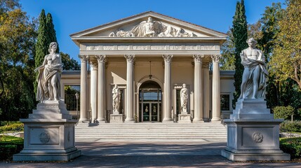 Naklejka premium Greek Revival Inspired Public Building with Statues