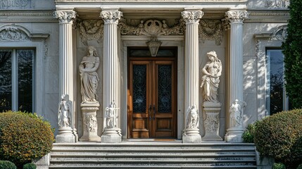 Obraz premium Intricate Greek Revival Facade with Stone Carvings