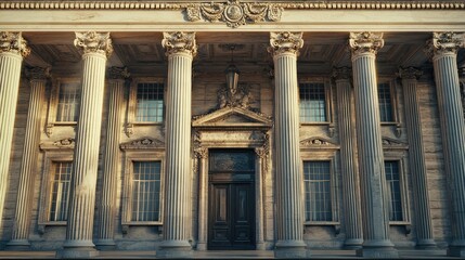 Obraz premium Grand Neoclassical Building with Tall Corinthian Columns