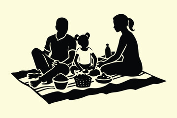 Family sitting in the park.