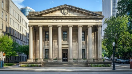 Fototapeta premium Greek Revival Government Building in Urban Setting