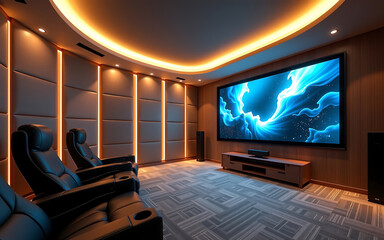 Contemporary Home Theater With Acoustic Wall Panels And Smart Ambient Lighting 2025