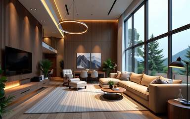 Sustainable Living Space With Smart Home Technology And Natural Material Design Elements