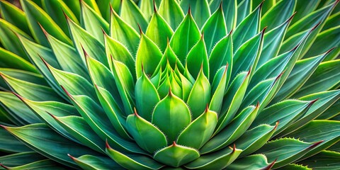 Fototapeta premium Close-up of a vibrant green succulent with sharply pointed leaves, showcasing the intricate detail of its textured surface and delicate red edges.