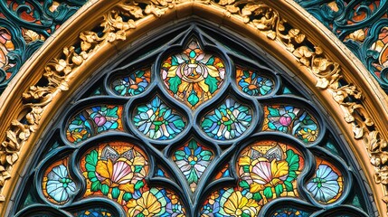 Obraz premium Intricate Stained Glass Window with Vibrant Colors