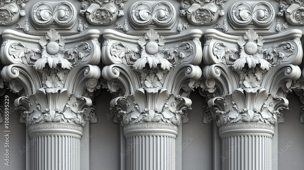 Poster neoclassical architecture with detailed columns