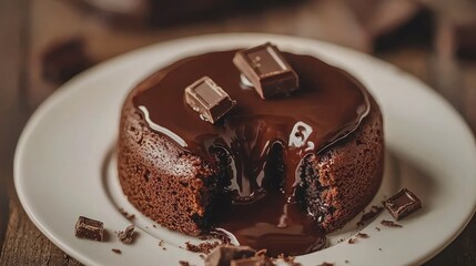Decadent Chocolate Lava Cake with Melted Chocolate