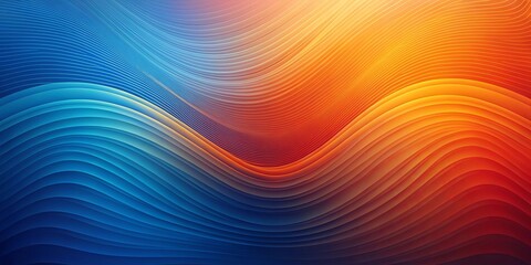 Abstract Wavy Lines of Cool Blue and Warm Orange Hues Blending Together in a Seamless Gradient