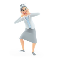 3d cartoon granny making a funny face