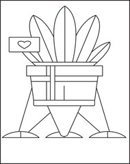 Isolated simple hand-drawn black New Year and Christmas elements. Vector illustration. Print. Coloring Page For Kids.