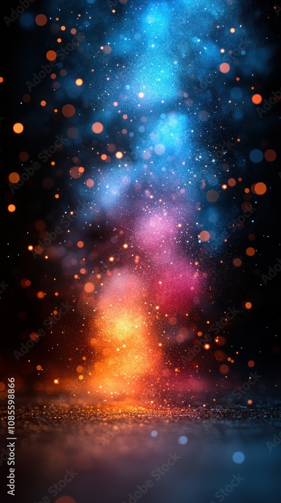 Poster abstract colorful bokeh with vibrant lights and soft focus.