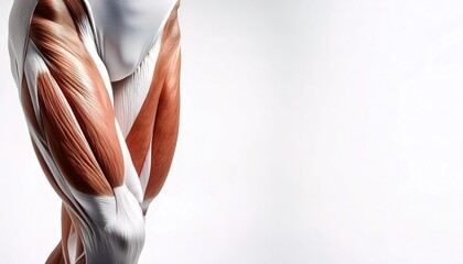 quadriceps femoris muscle or quads, is a large muscle group that includes the four prevailing muscles on the front of the thigh and the sole extensor muscle of the knee. Isolated on white background