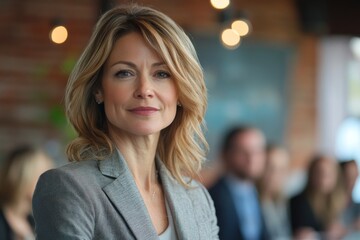 Obraz premium Confident Mature Businesswoman Portrait in Modern Office Setting