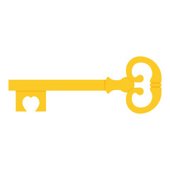 Golden vintage heart shaped key