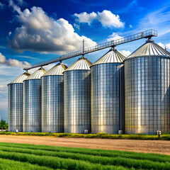 Naklejka premium farm grain silos for agriculture
