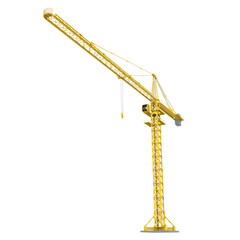 Yellow Construction Tower Crane Isolated