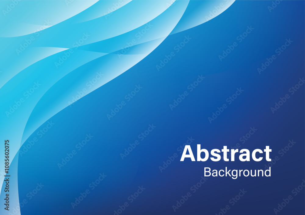 Poster abstract gradient background blue color with flowing wave line elements vector illustration template