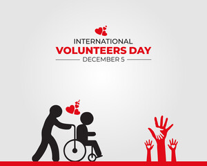 International Volunteer Day. 5 December. Holiday concept. Template for background with banner, poster and card. Flat illustration. Jpeg format.