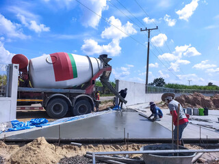 Reinforced concrete road construction work