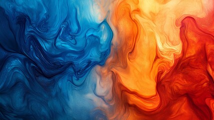 abstract background with red, orange and blue ink in water