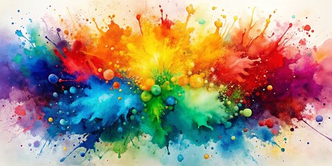 Fototapeta premium Abstract Colorful Watercolor Splash of Paint with Vivid Hues and Bright Drops