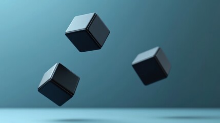 Floating Dark Cubes Against Teal Background: Abstract 3D Render