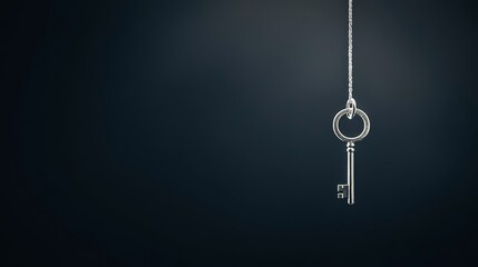 Silver Key on a Dark Background Symbol of Opportunity and Success