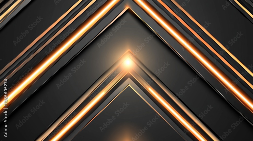 Poster abstract composition of brilliant lines and light reflections on a dark background with triangular f