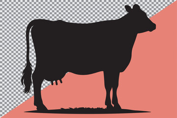 A high contrast silhouette of a cow.